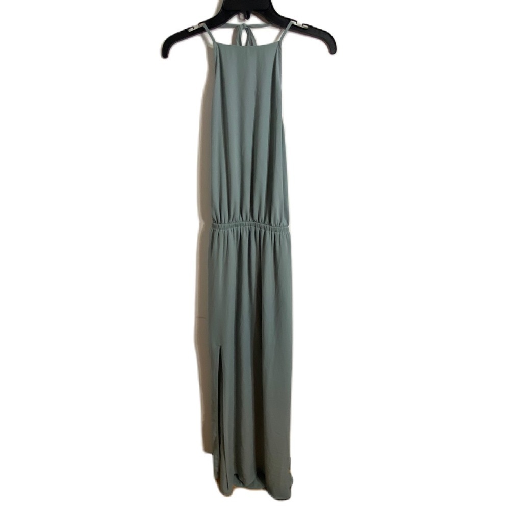 Show Me Your Mumu Heather Halter Maxi Dress Sz Small Sage Crisp High Slit